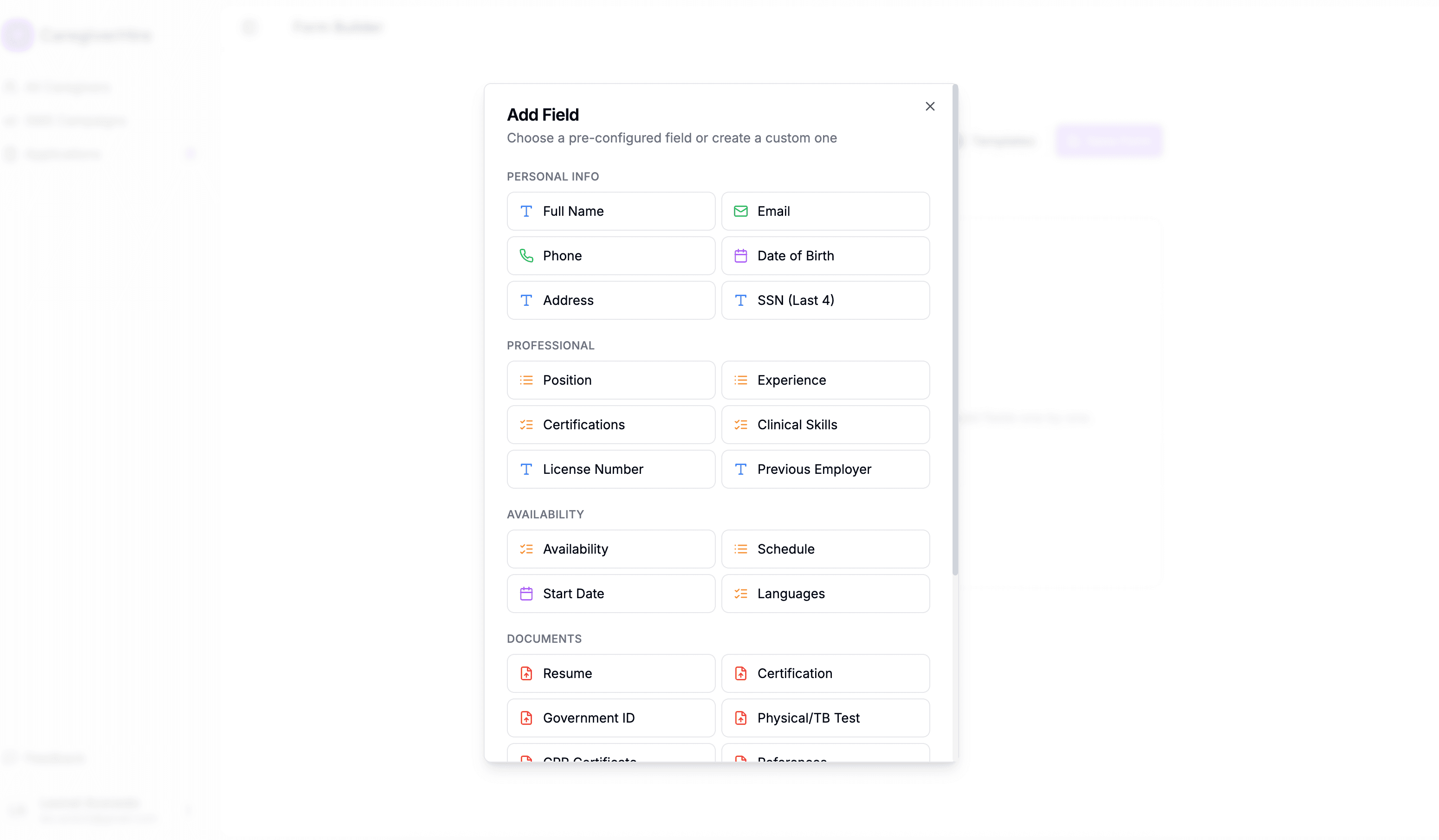 Job application builder and applicant tracking